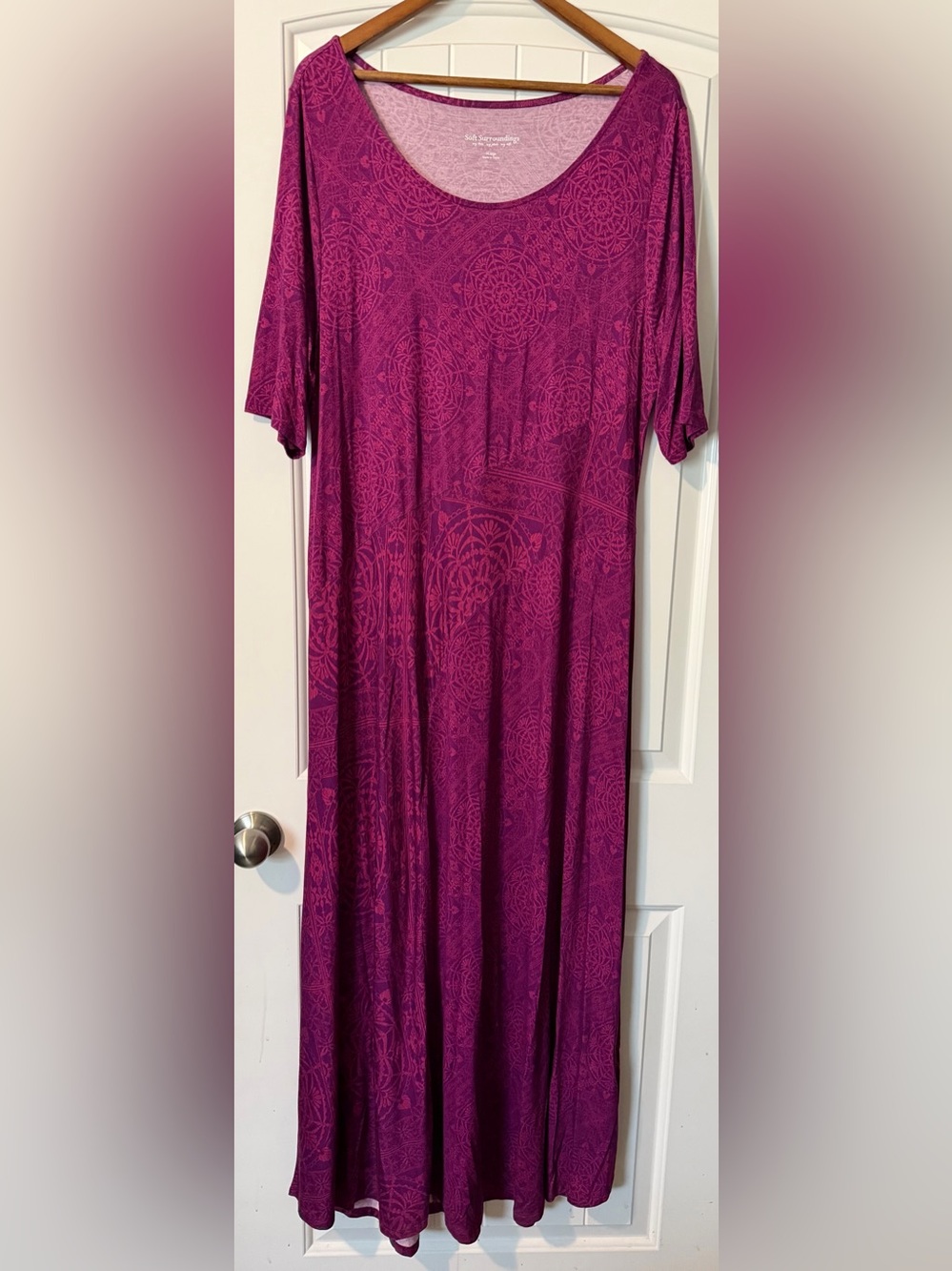Soft Surroundings Womens Purple Viscose Flowy Half Sleeve Boho Midi Dress SizeXL